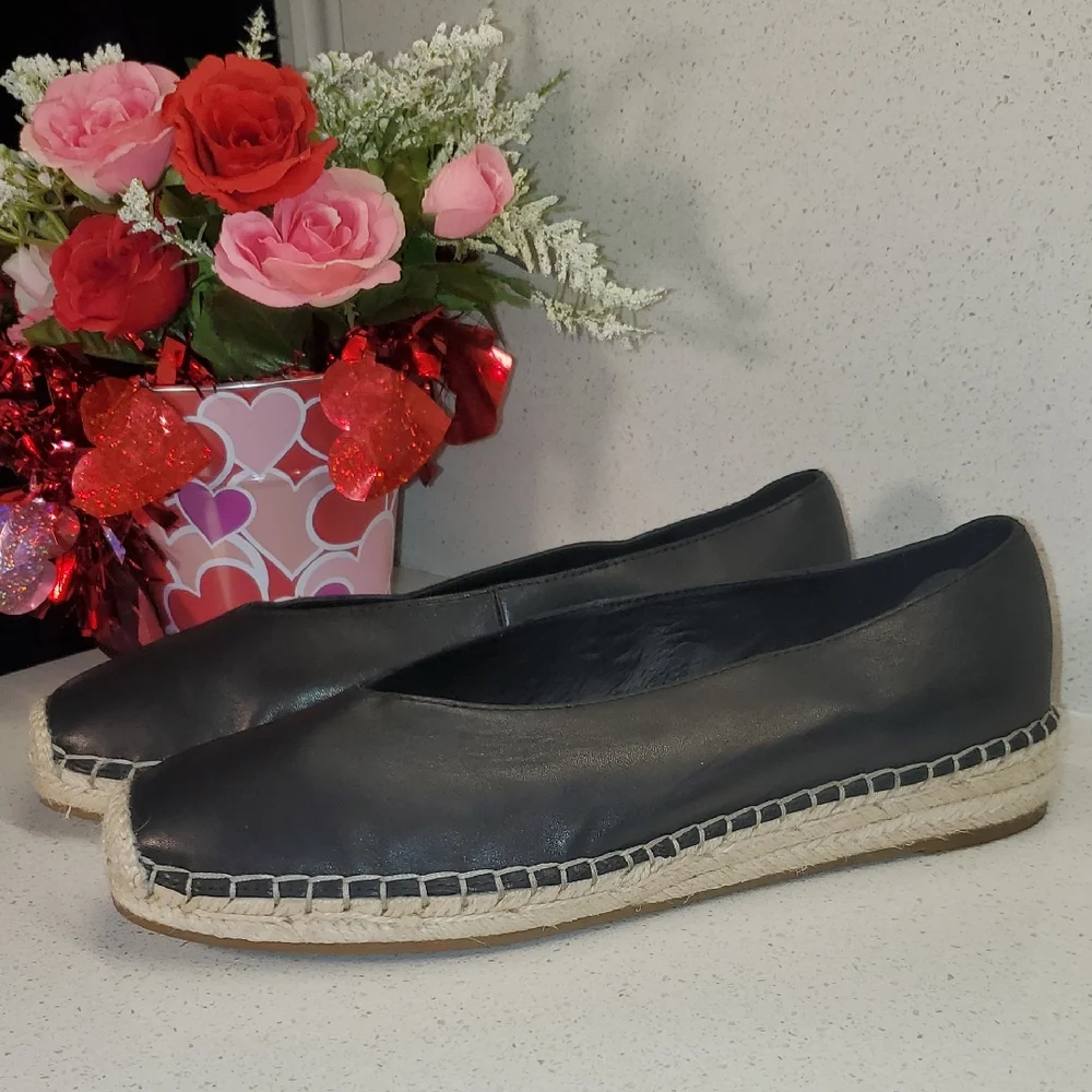 EILEEN FISHER Black Espadrille Flats (sz 9)